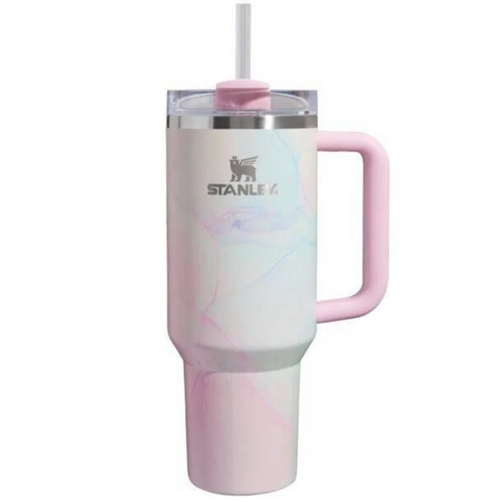 NWT TWO Limited Edition Stanley 40oz H2.0 Flowstate Quencher Tumbler Watercolors - Picture 3 of 12